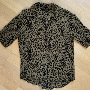 Zara Black and Olive Leopard Print Women's Shirt
